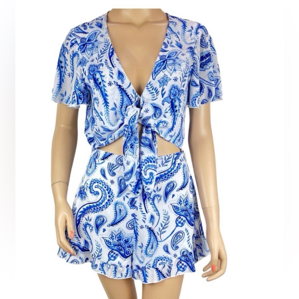 Show Me Your Mumu Women's Blue and White Playsuit-romper Size XL GUC